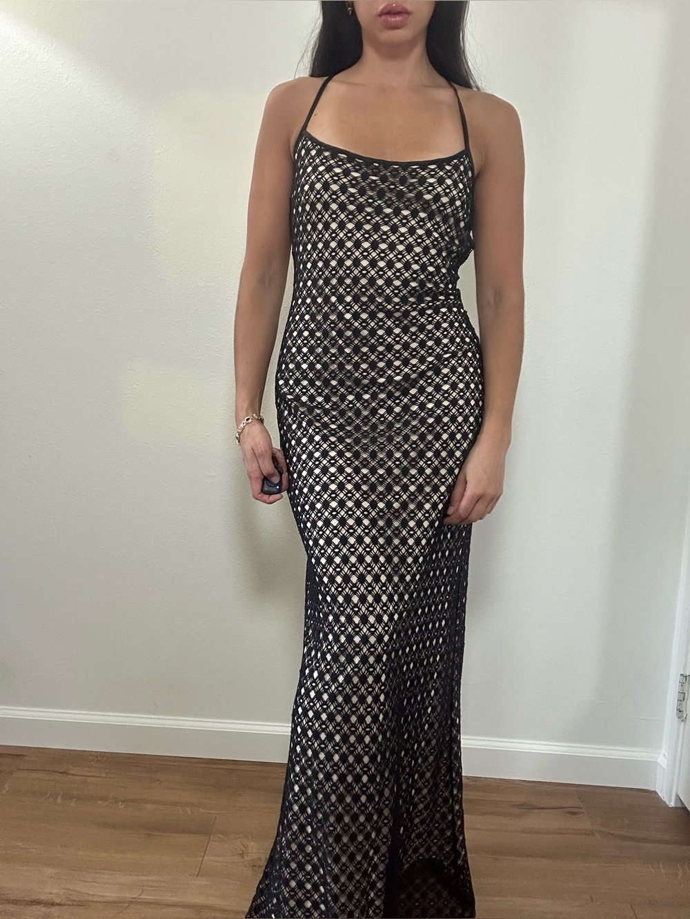 Laundry By Shelli Segal vintage 90’s Black Lace Maxi Dress Evening Dress Size S - Picture 3 of 16